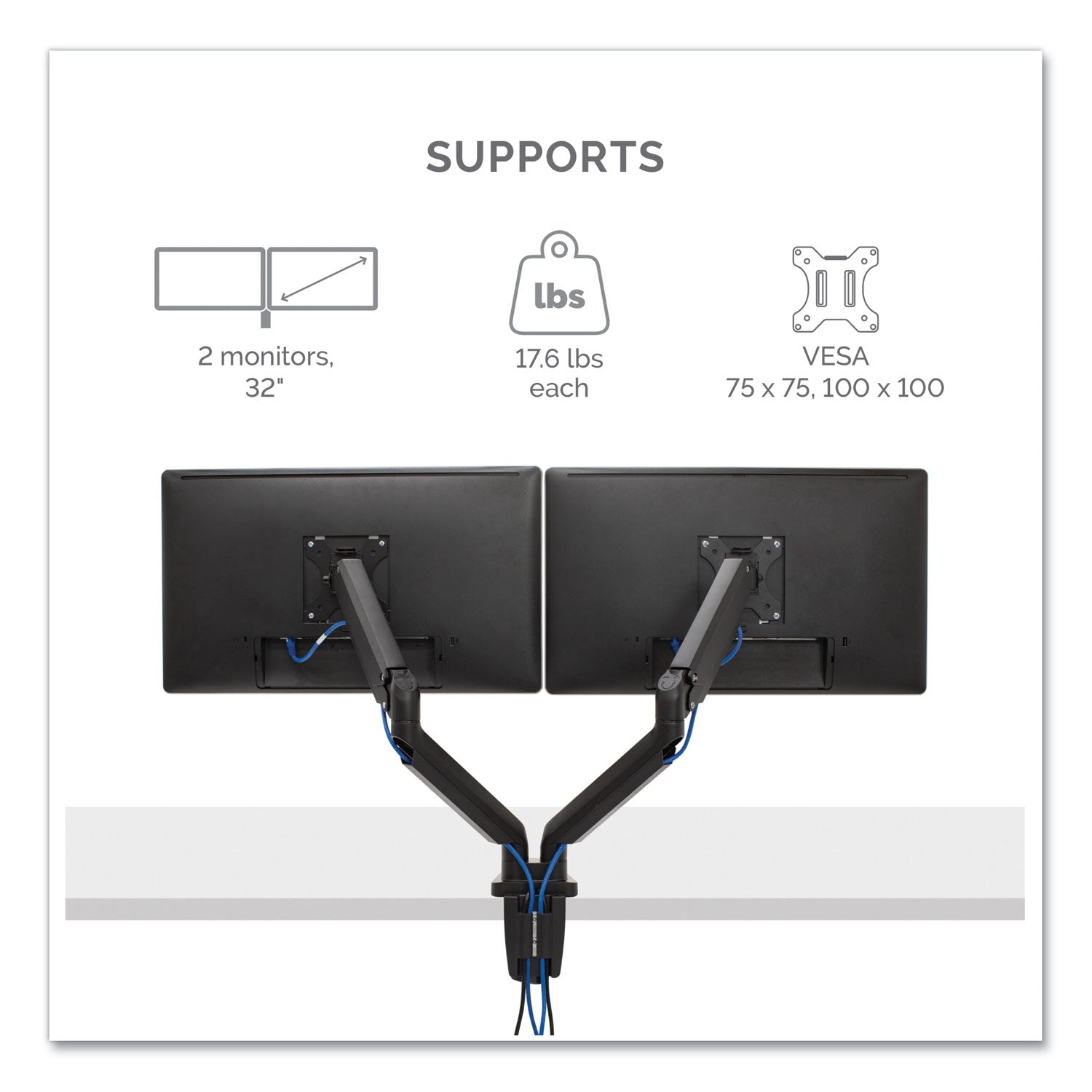 platinum-series-dual-monitor-arm-for-27-monitors-360-deg-rotation-+85-deg-20-deg-tilt-360-deg-pan-black-supports-20-lb_fel8042501 - 2