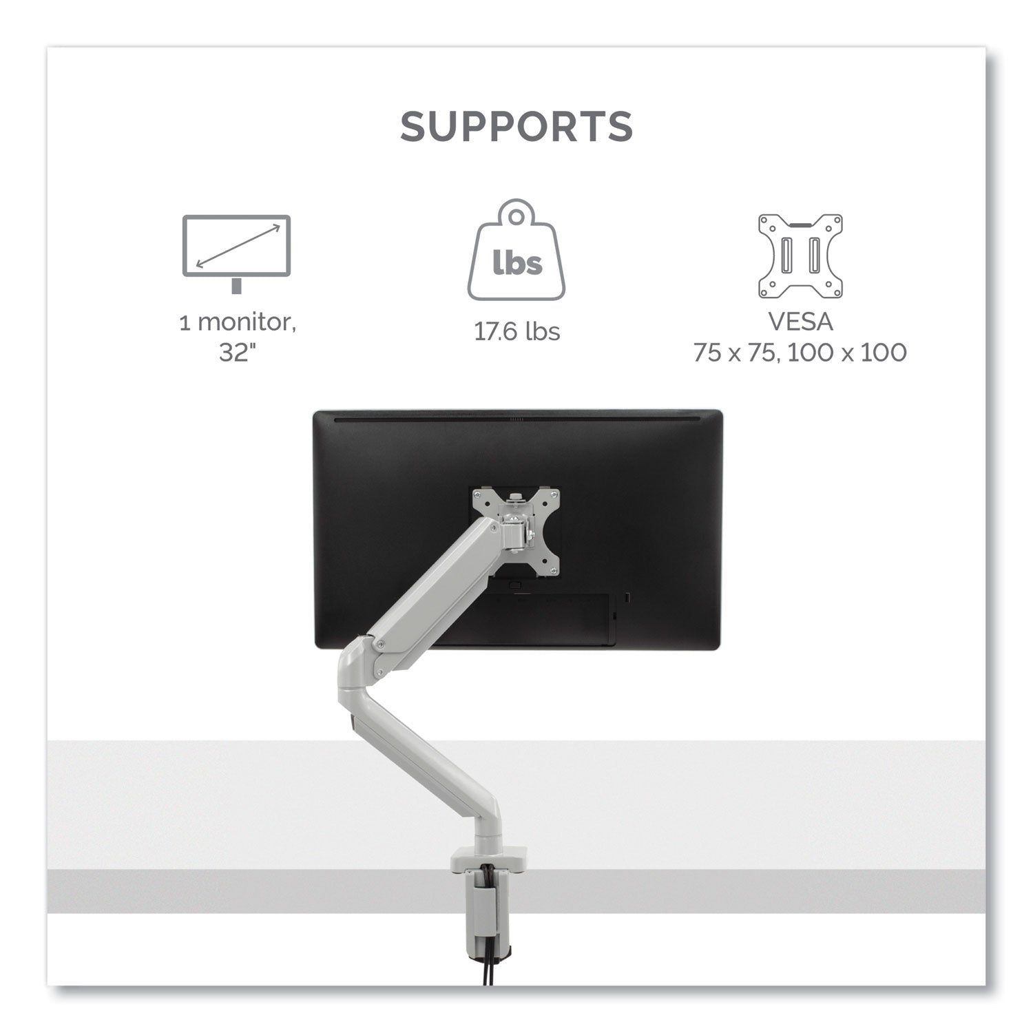 platinum-series-single-monitor-arm-for-27-monitors-360-deg-rotation-45-deg-tilt-180-deg-pan-silver-supports-20-lb_fel8056401 - 2