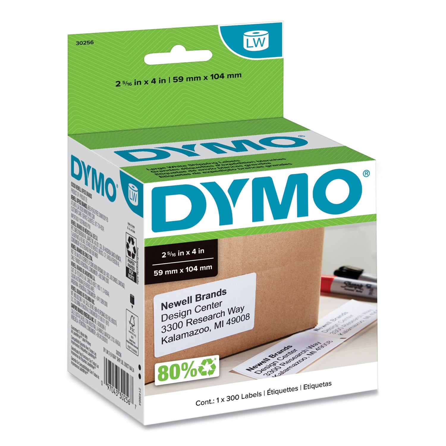 LabelWriter Shipping Labels, 2.31" x 4", White, 300 Labels/Roll -
