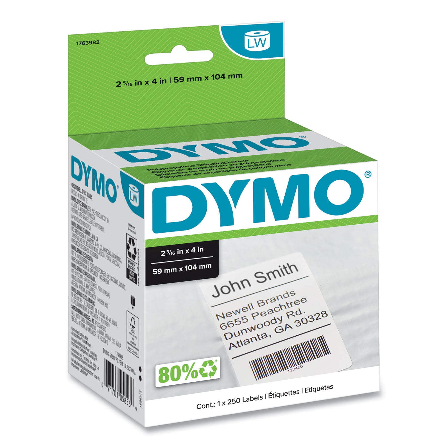 LabelWriter Shipping Labels, 2.31" x 4", White, 250 Labels/Roll -