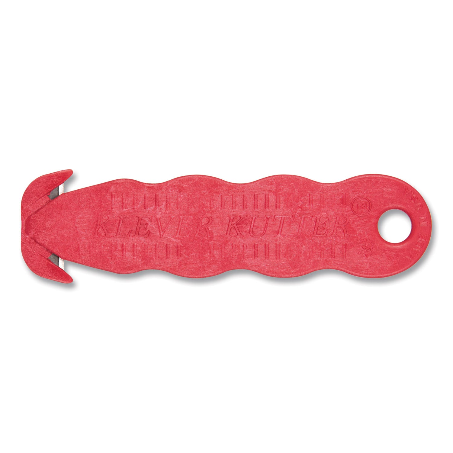 Klever Kutter Safety Cutter, 3 Razor Blades, 1" Blade, 4" Plastic Handle, Red -