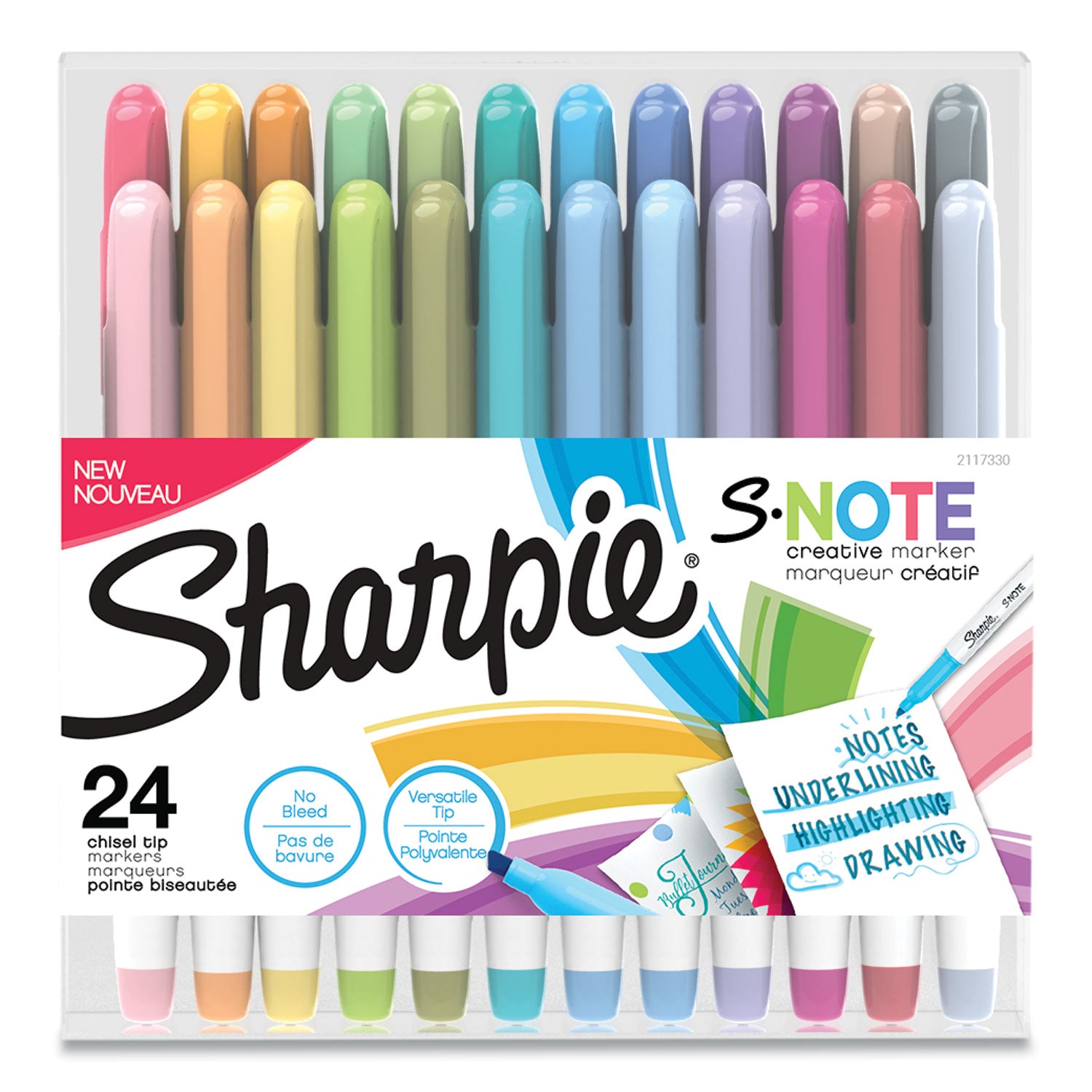 s-note-creative-markers-assorted-ink-colors-chisel-tip-assorted-barrel-colors-24-pack_san2117330 - 1