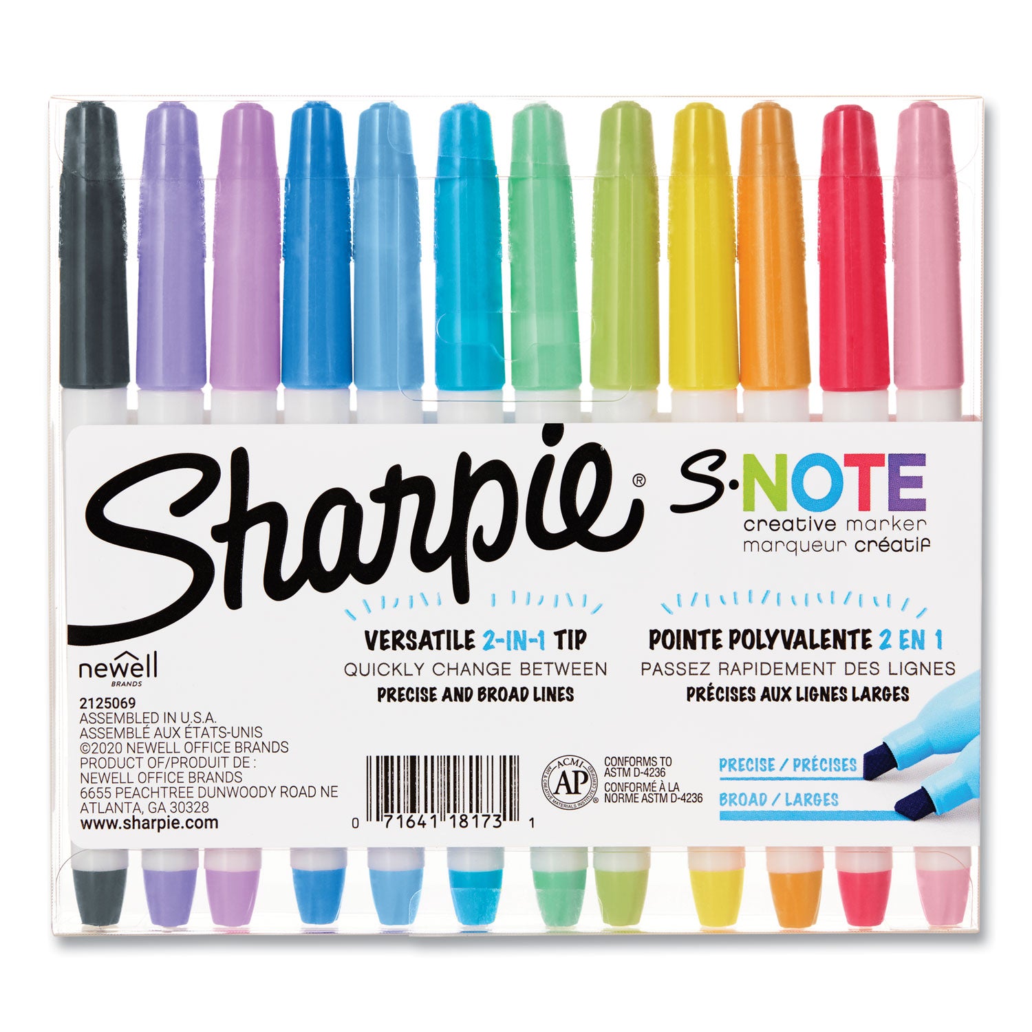 s-note-creative-markers-assorted-ink-colors-chisel-tip-assorted-barrel-colors-12-pack_san2117329 - 2