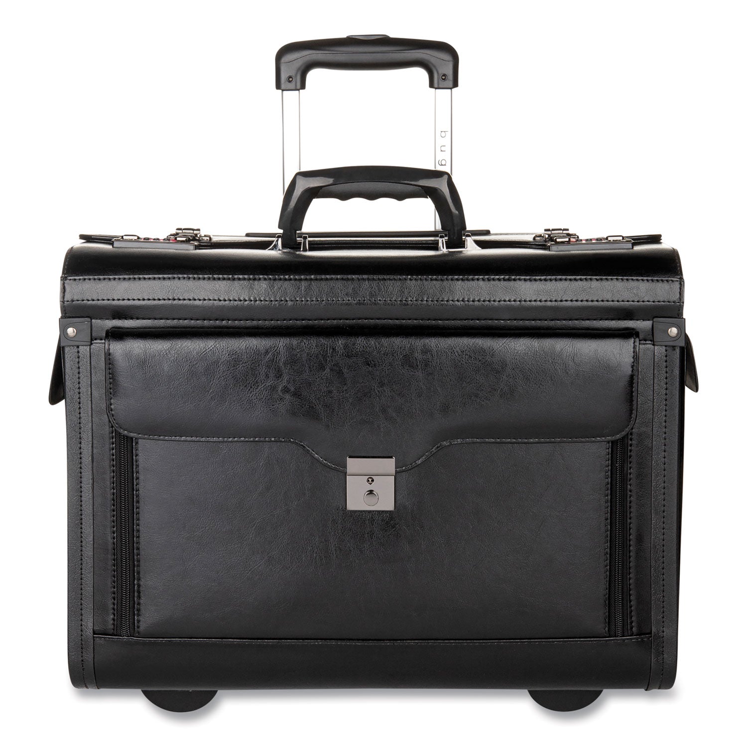 Catalog Case on Wheels, Fits Devices Up to 17.3", Leather, 19 x 9 x 15.5, Black -