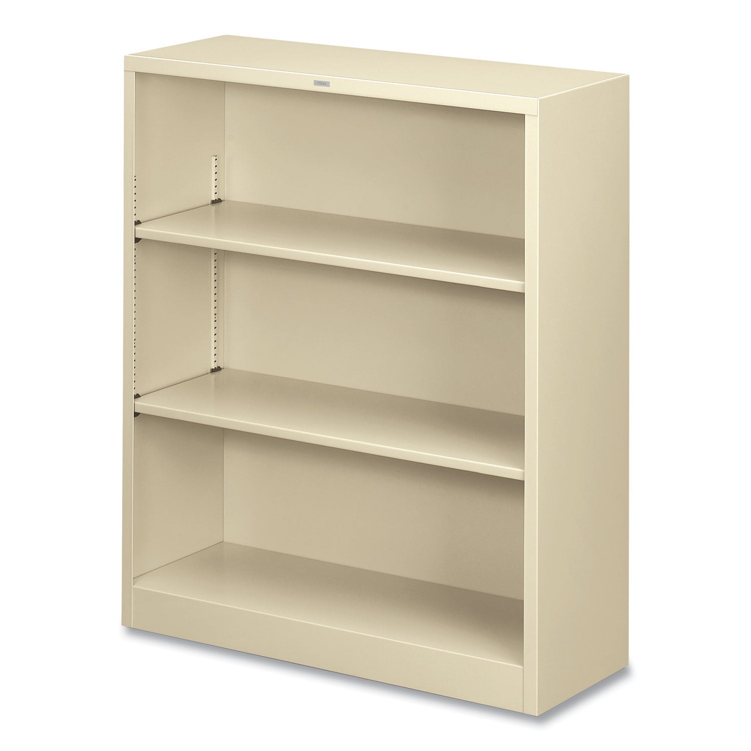 Metal Bookcase, Three-Shelf, 34.5w x 12.63d x 41h, Putty -