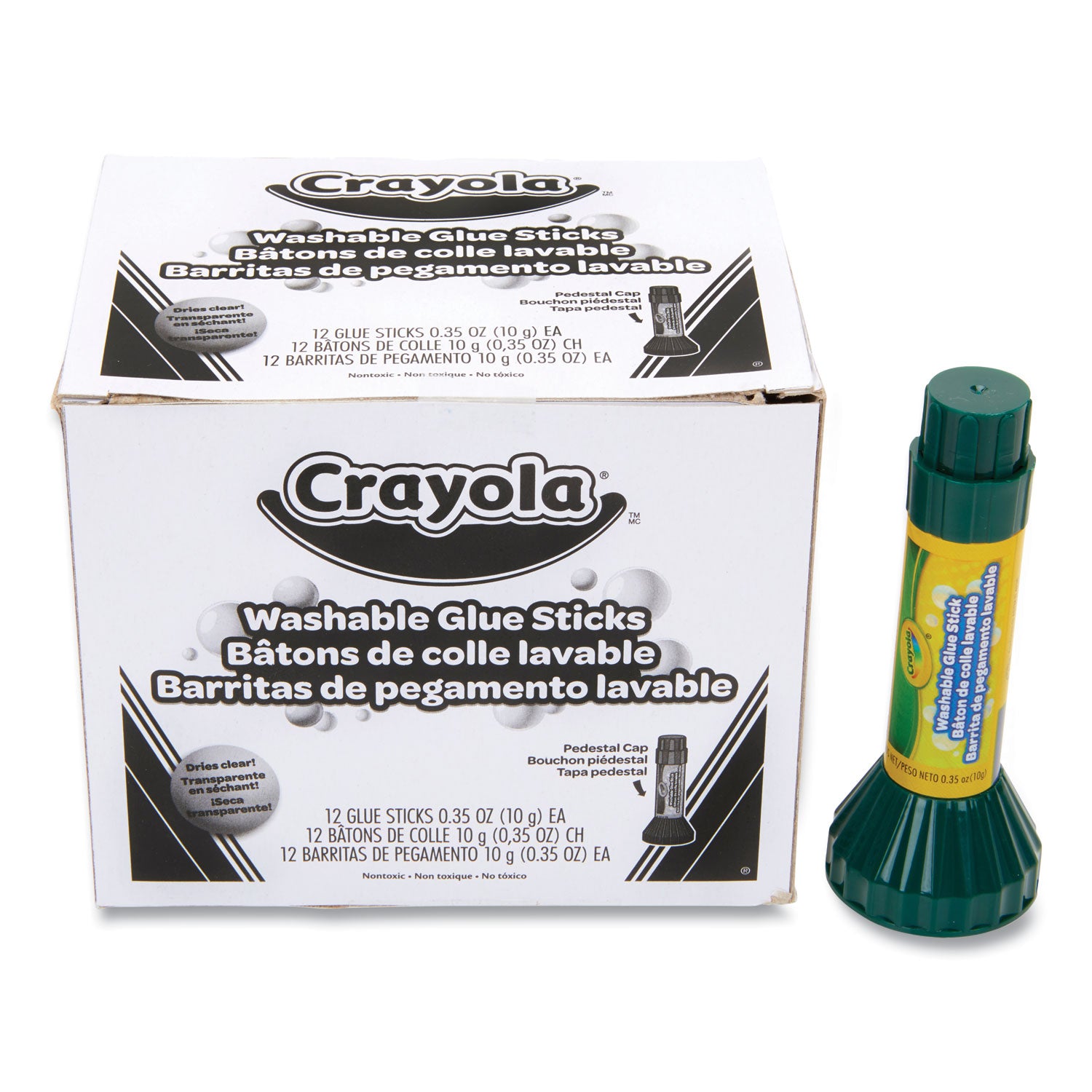 Washable Glue Stick, 0.35 oz, Dries Clear, Dozen -