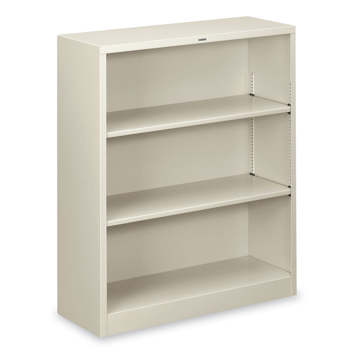 Metal Bookcase, Three-Shelf, 34.5w x 12.63d x 41h, Light Gray -