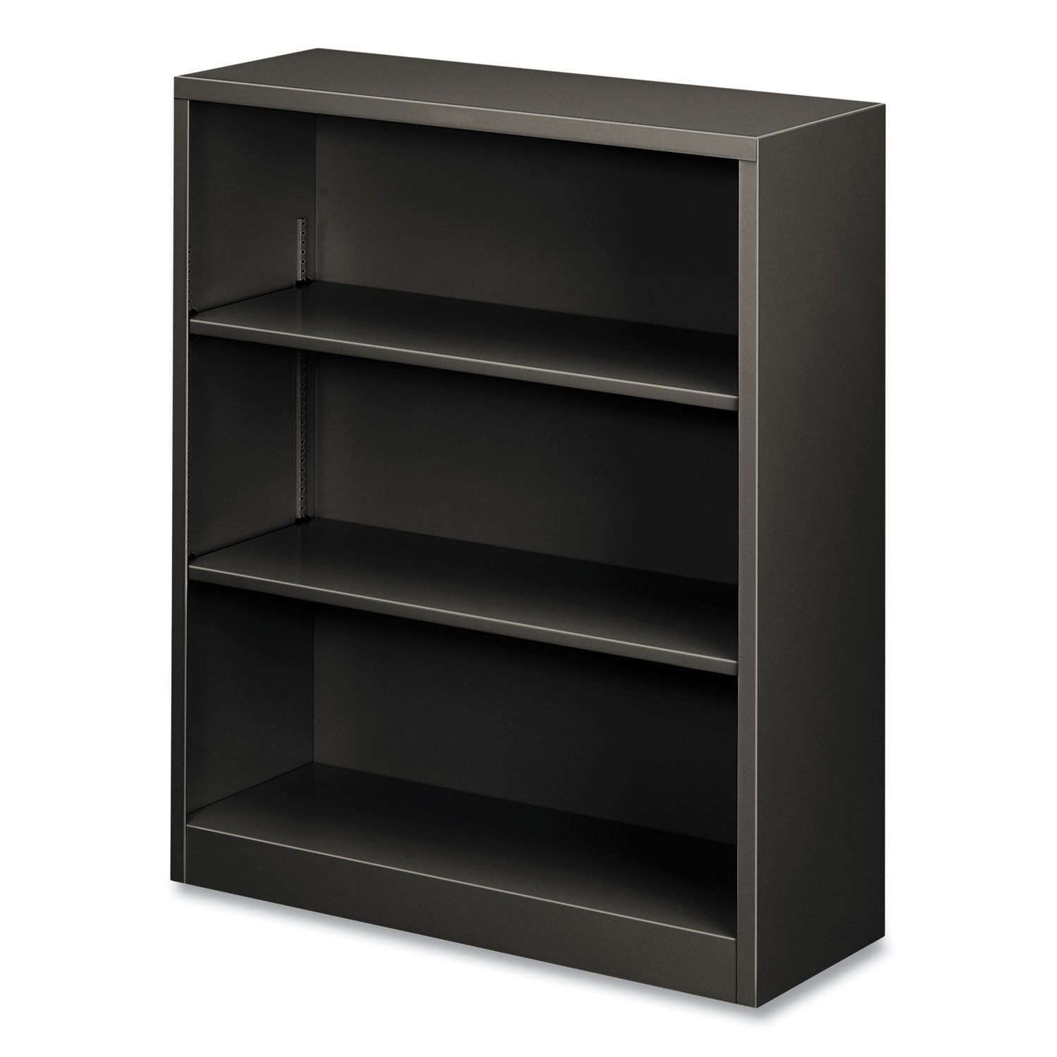 Metal Bookcase, Three-Shelf, 34.5w x 12.63d x 41h, Charcoal -