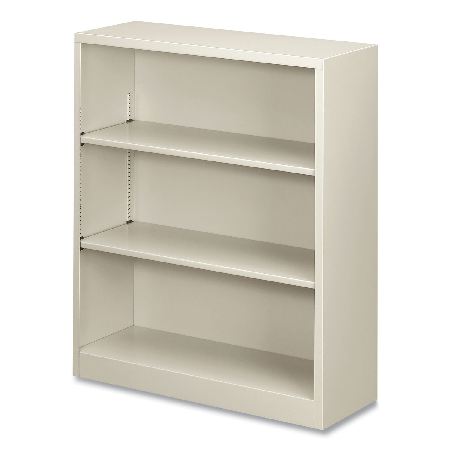 Metal Bookcase, Three-Shelf, 34.5w x 12.63d x 41h, Light Gray -