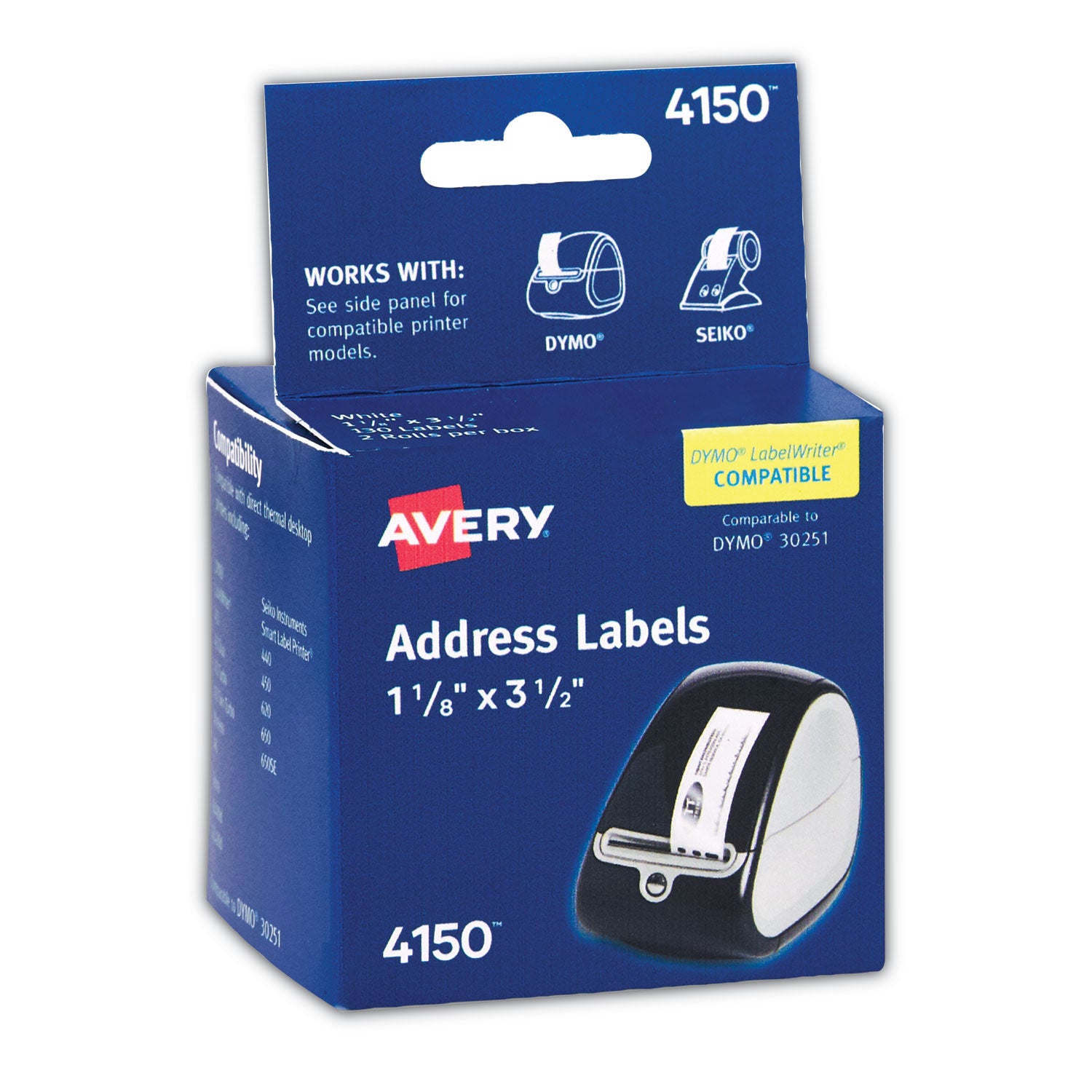 Multipurpose Thermal Labels, 1.13 x 3.5, White, 130/Roll, 2 Rolls/Pack -