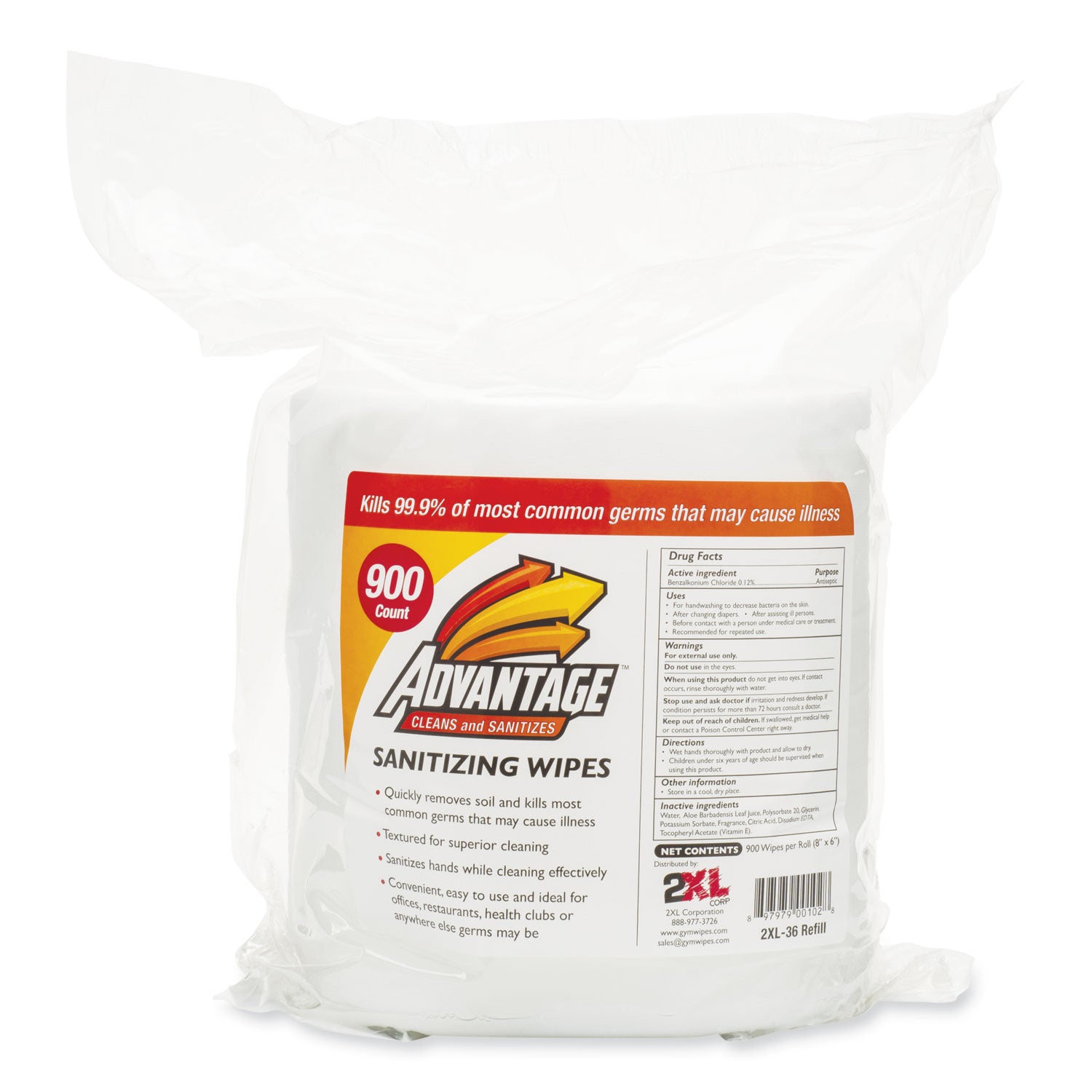 gym-wipes-advantage-1-ply-6-x-8-unscented-white-900-roll-4-rolls-carton_txll36r - 1