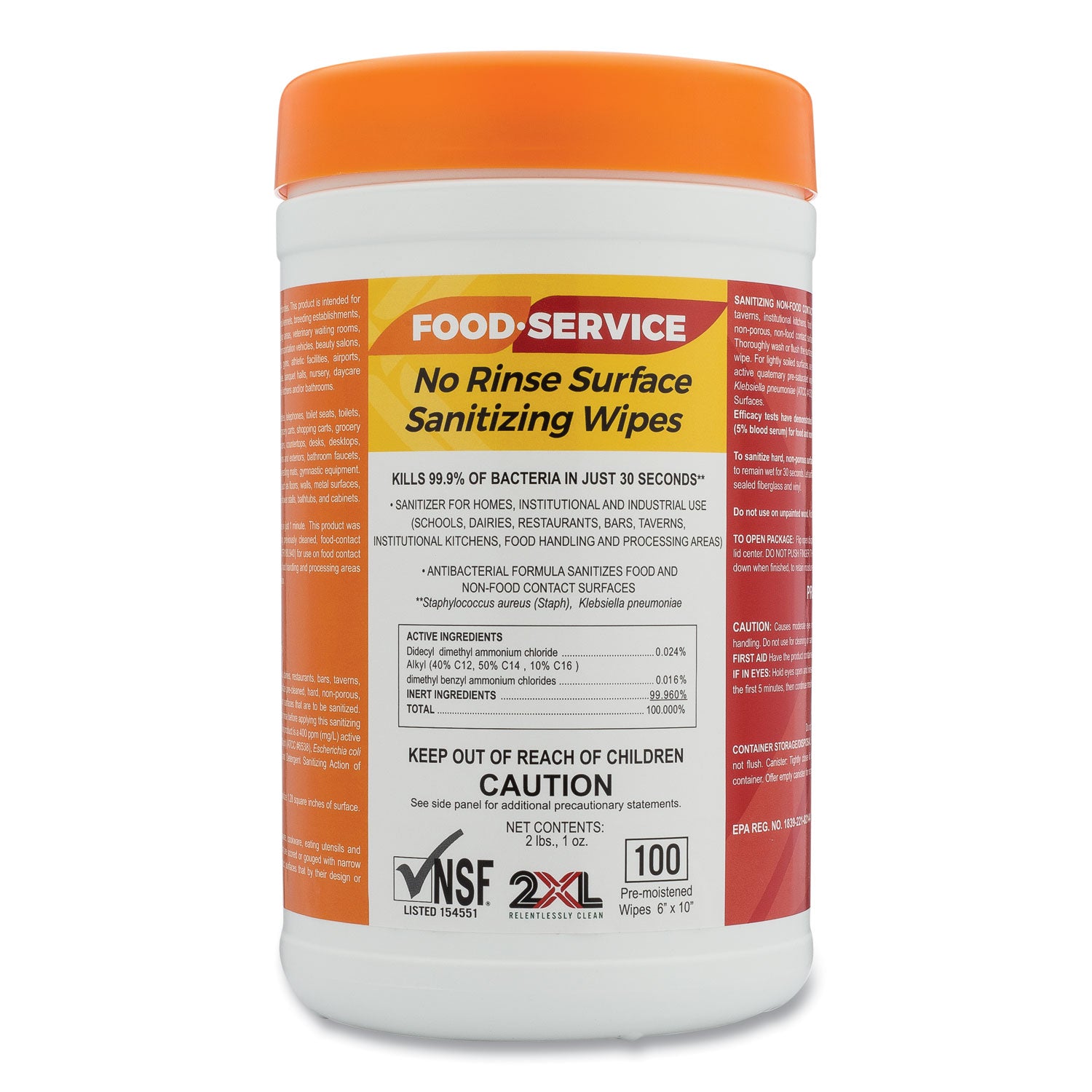 food-service-no-rinse-surface-sanitizing-wipes-1-ply-6-x-8-white-100-roll-6-rolls-carton_txl447 - 2