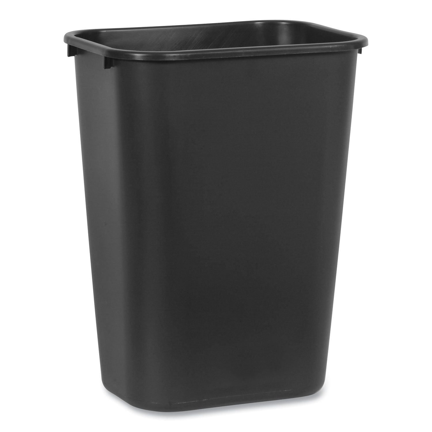 Deskside Plastic Wastebasket, 10.25 gal, Plastic, Black -