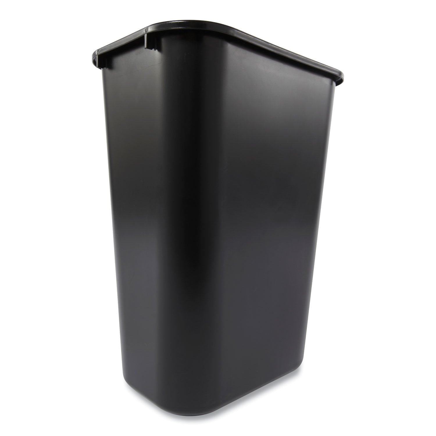 Deskside Plastic Wastebasket, 10.25 gal, Plastic, Black -