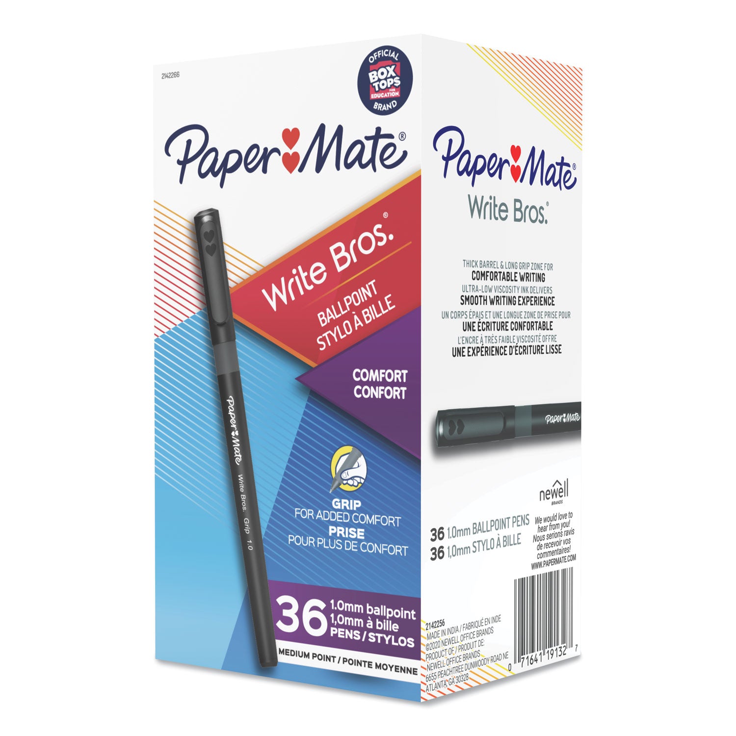 write-bros-grip-ballpoint-pen-stick-medium-1-mm-black-ink-black-barrel-36-pack_pap2142266 - 1