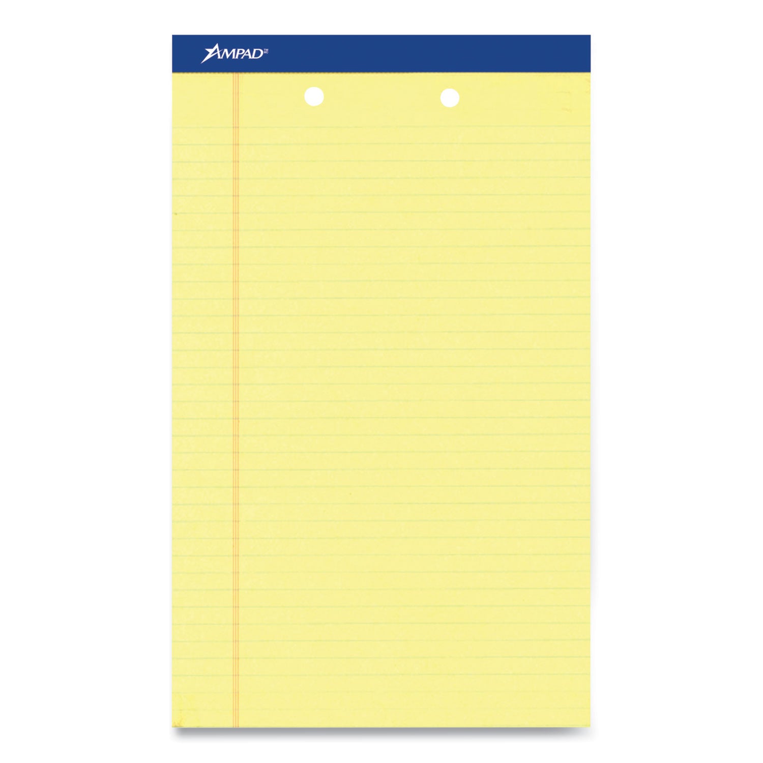 Perforated Writing Pads, Wide/Legal Rule, 50 Canary-Yellow 8.5 x 14 Sheets, Dozen -