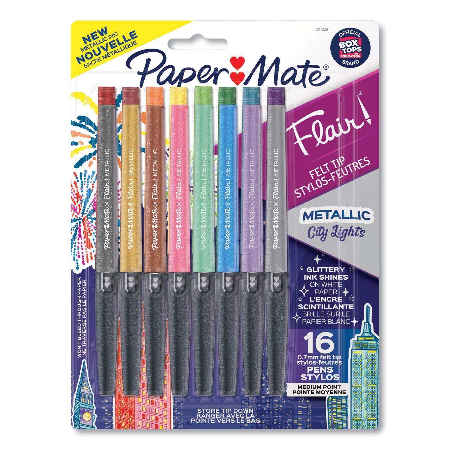flair-metallic-porous-point-pen-stick-medium-07-mm-assorted-ink-and-barrel-colors-16-pack_pap2129448 - 1