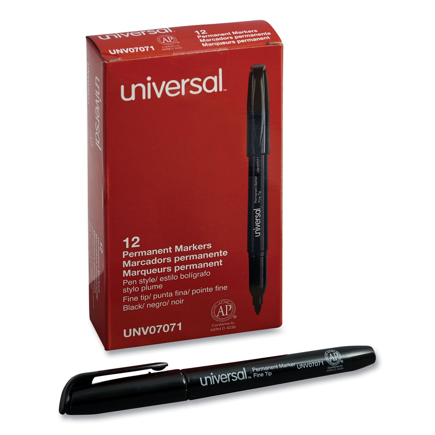 Pen-Style Permanent Marker, Fine Bullet Tip, Black, Dozen -