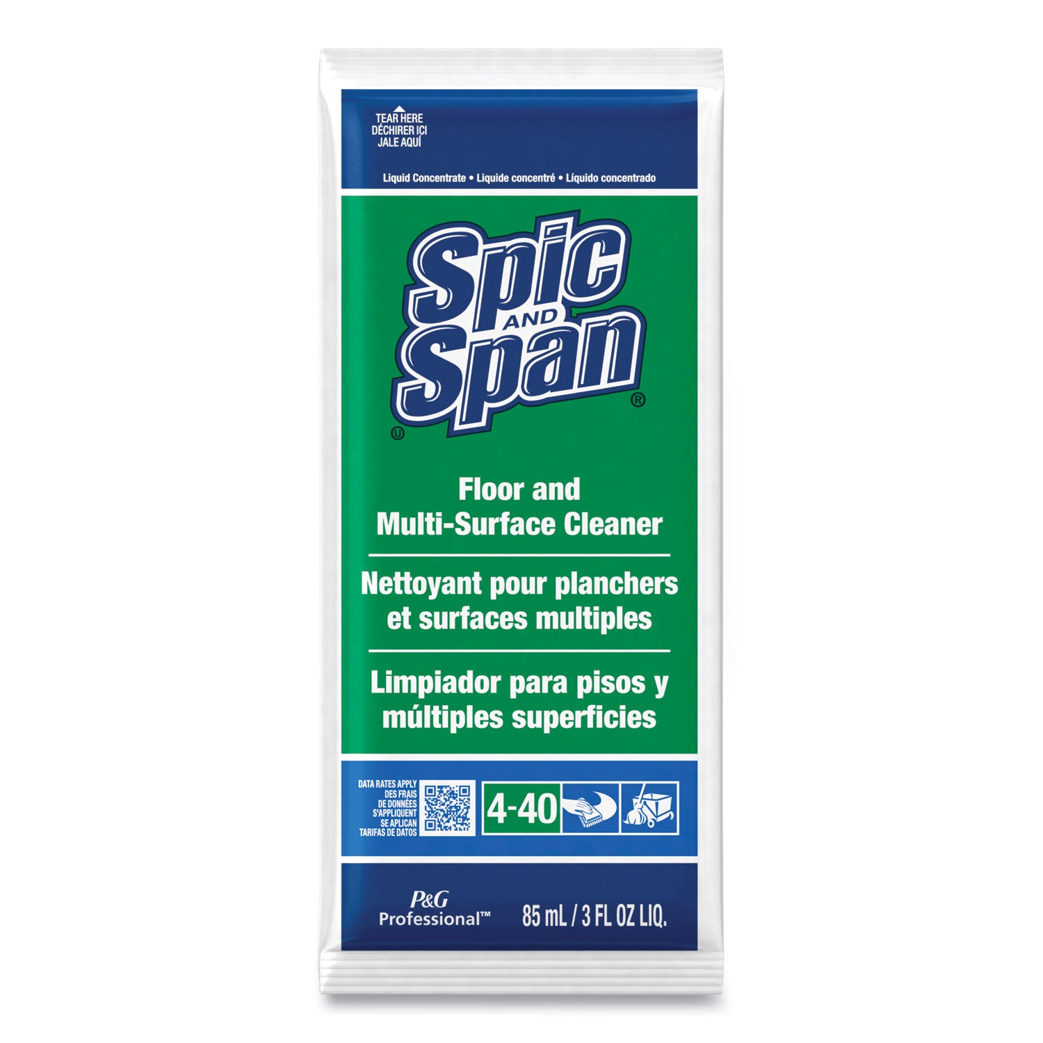 Liquid Floor Cleaner, 3 oz Packet, 45/Carton -
