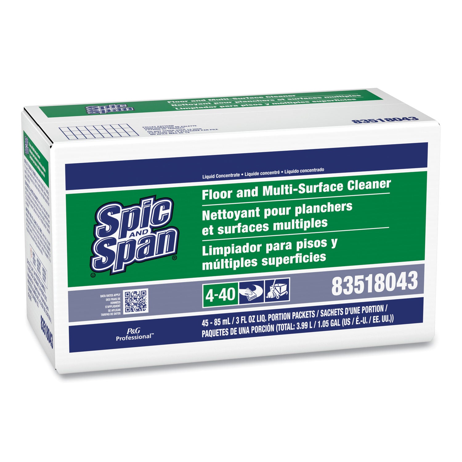 Liquid Floor Cleaner, 3 oz Packet, 45/Carton -