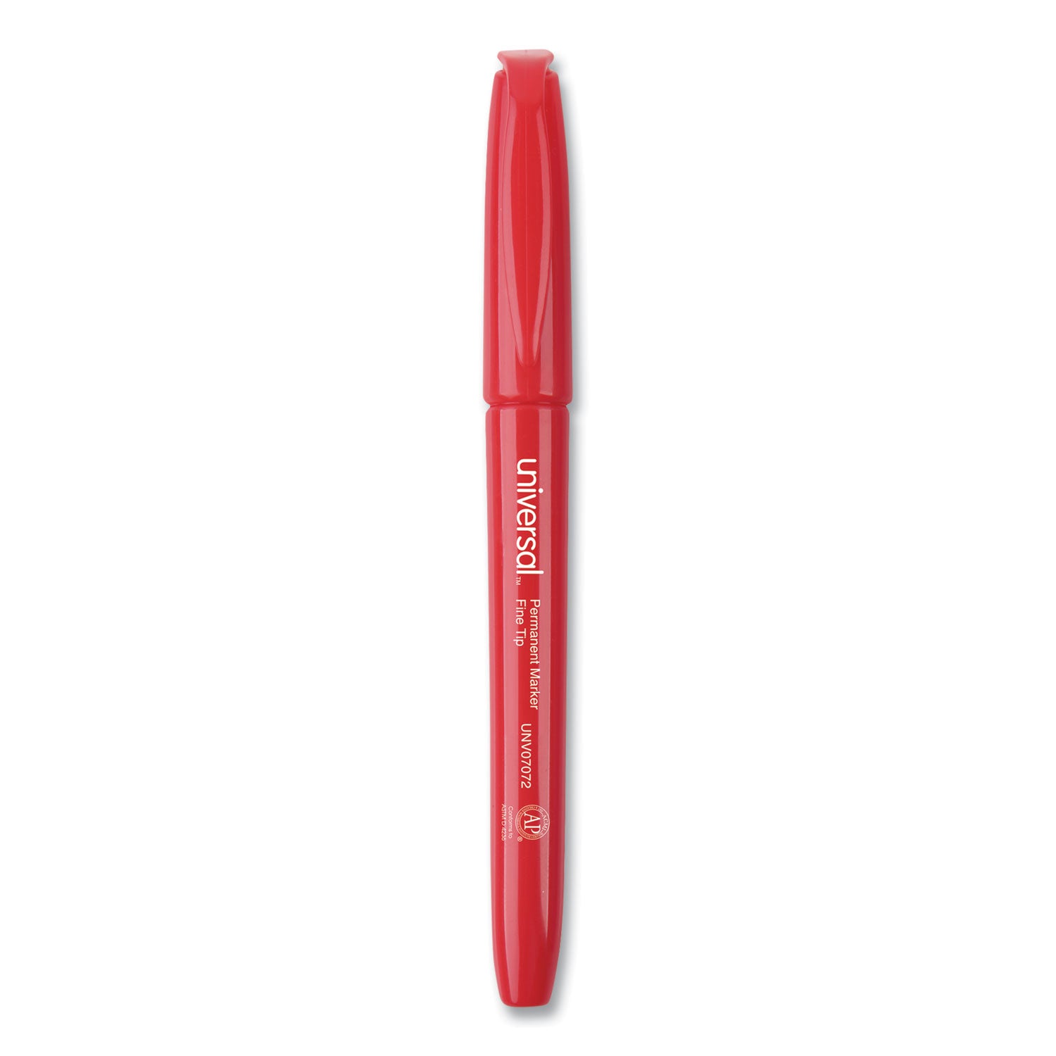Pen-Style Permanent Marker, Fine Bullet Tip, Red, Dozen -