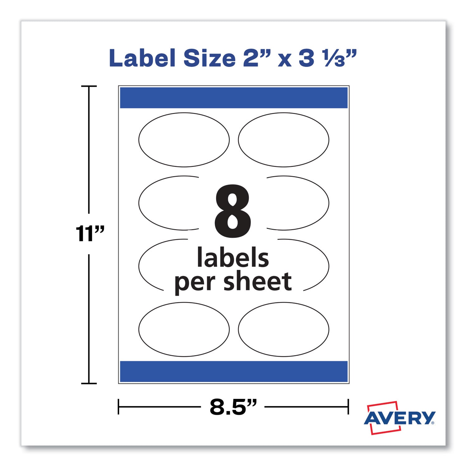 Oval Labels w/ Sure Feed and Easy Peel, 2 x 3.33, Glossy White, 80/Pack -