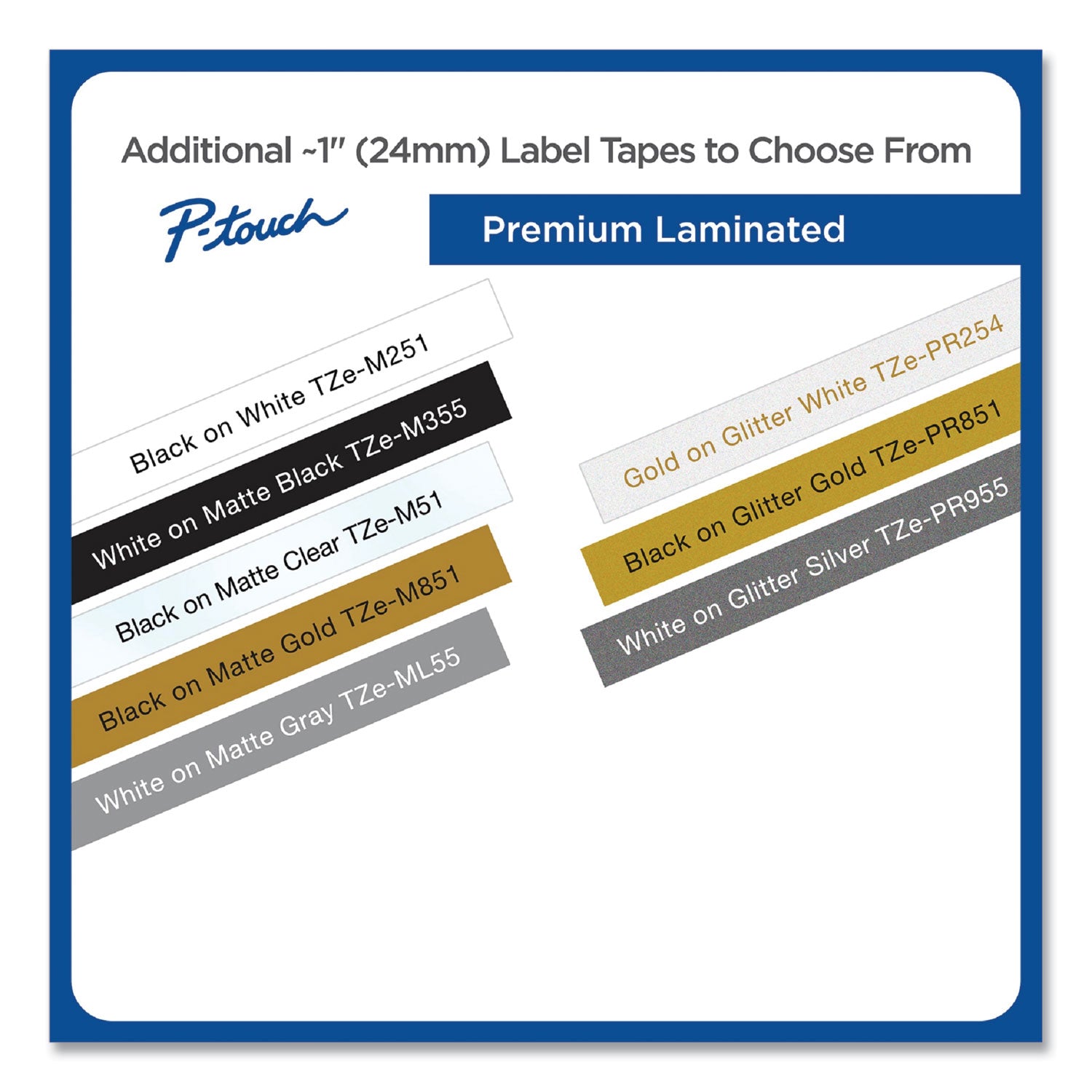 TZe Premium Laminated Tape, 0.94" x 26.2 ft, Black on White - 3