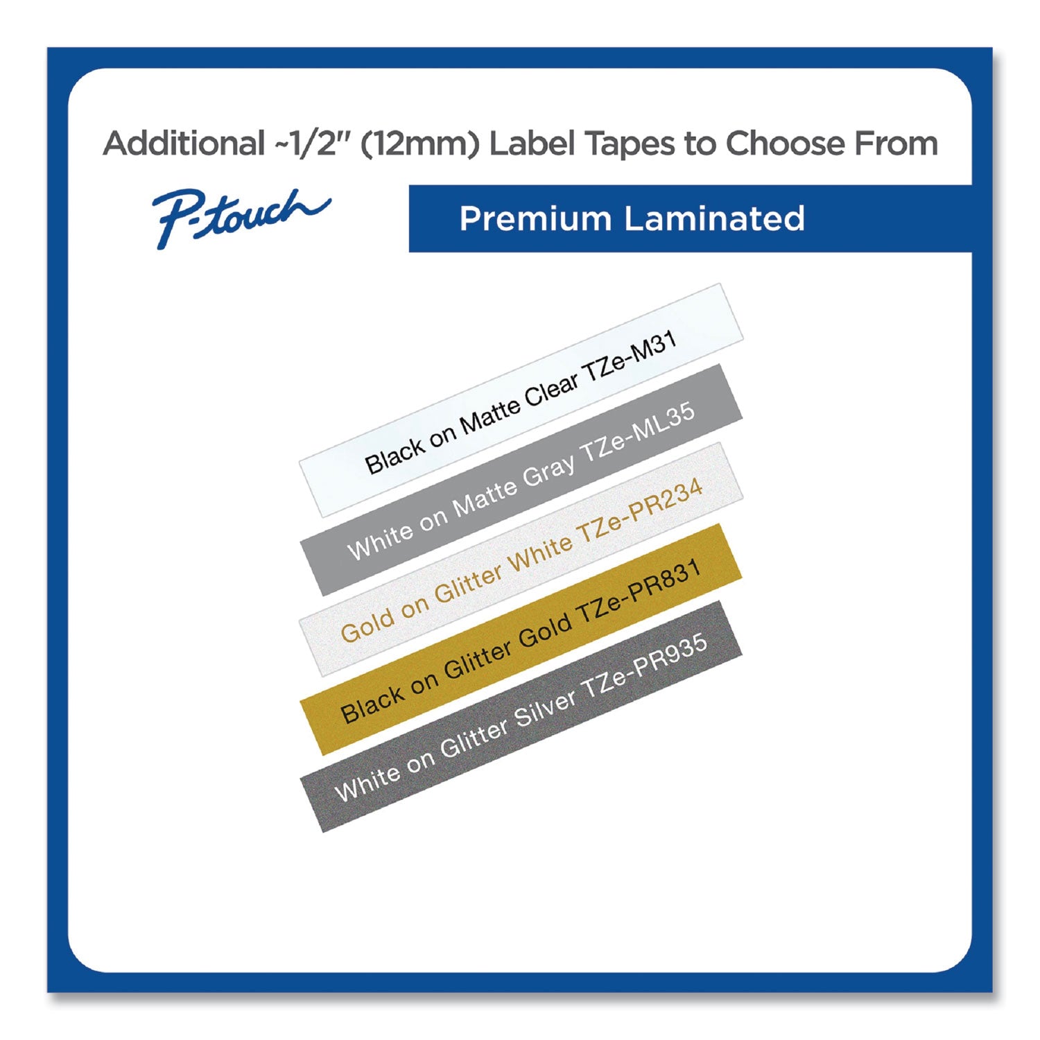 TZe Premium Laminated Tape, 0.47" x 26.2 ft, White on Silver - 3