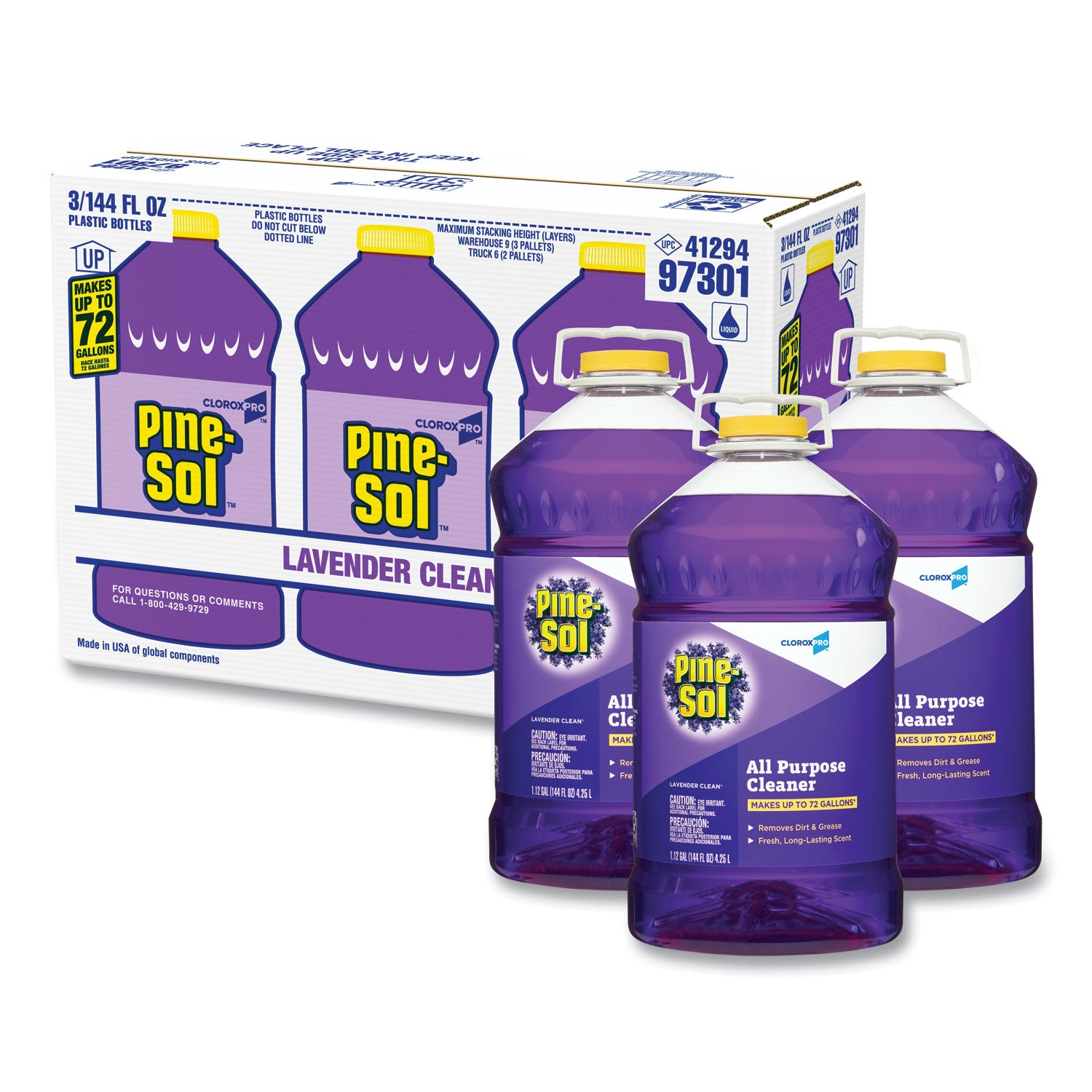 All Purpose Cleaner, Lavender Clean, 144 oz Bottle, 3/Carton -