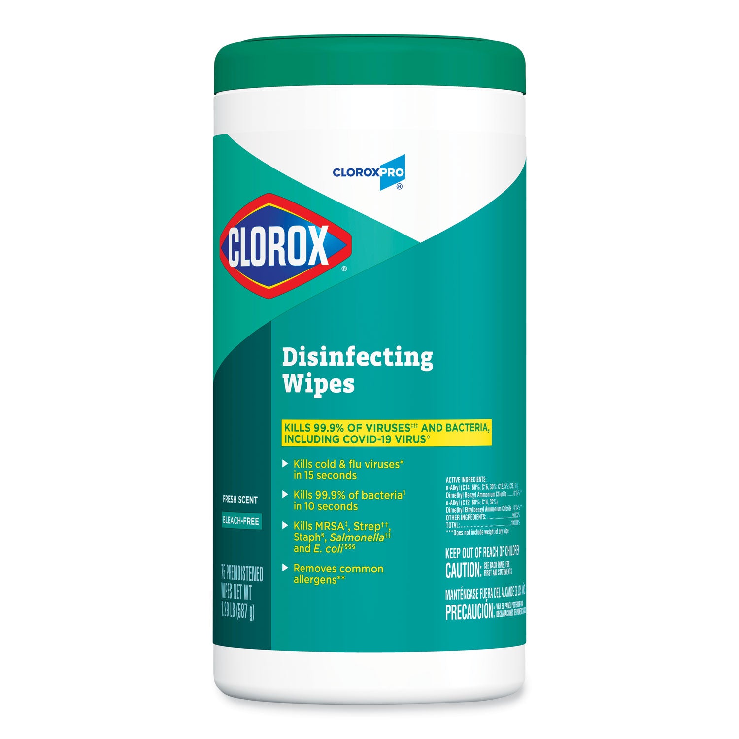 Disinfecting Wipes, 1-Ply, Fresh Scent, 7 x 8, White, 75/Canister, 6 Canisters/Carton -