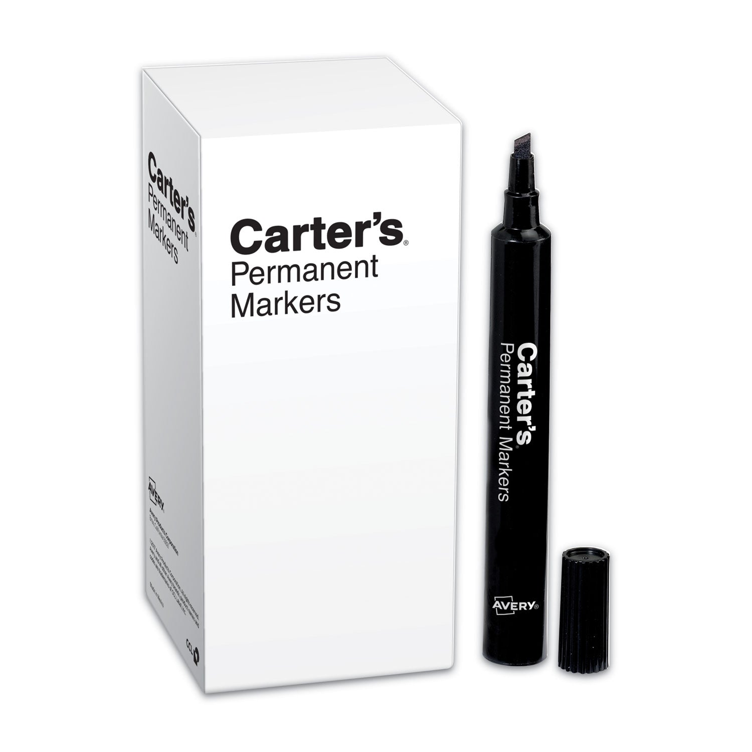 Large Desk Style Permanent Marker, Broad Chisel Tip, Black, Dozen -