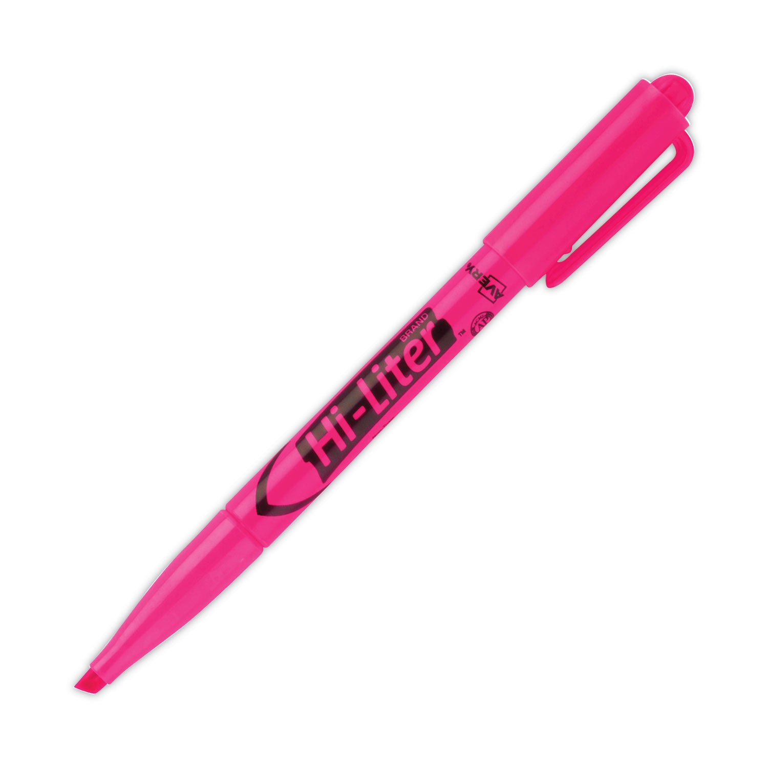 HI-LITER Pen-Style Highlighters, Fluorescent Pink Ink, Chisel Tip, Pink/Black Barrel, Dozen -