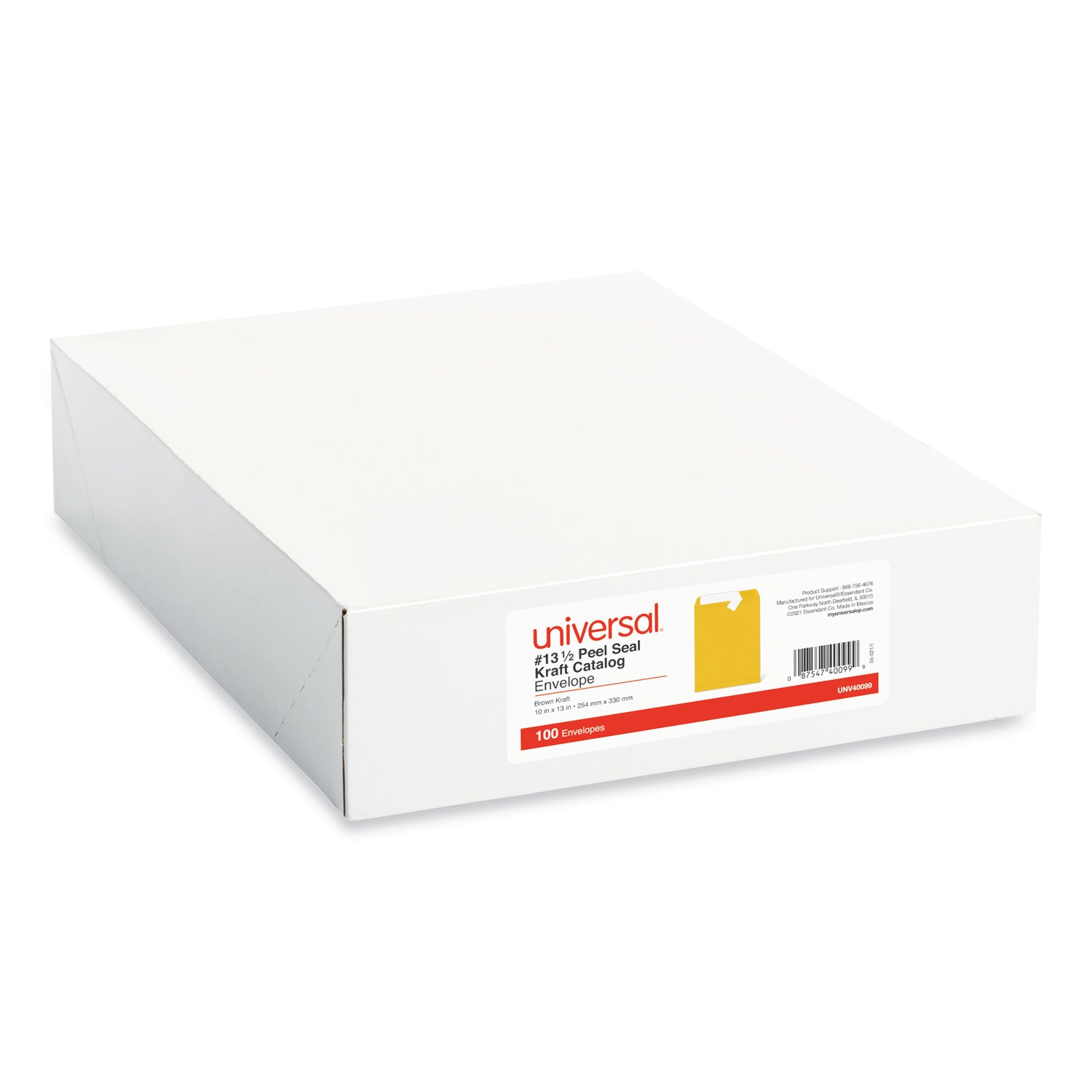 Peel Seal Strip Catalog Envelope, #13 1/2, Square Flap, Self-Adhesive Closure, 10 x 13, Natural Kraft, 100/Box -