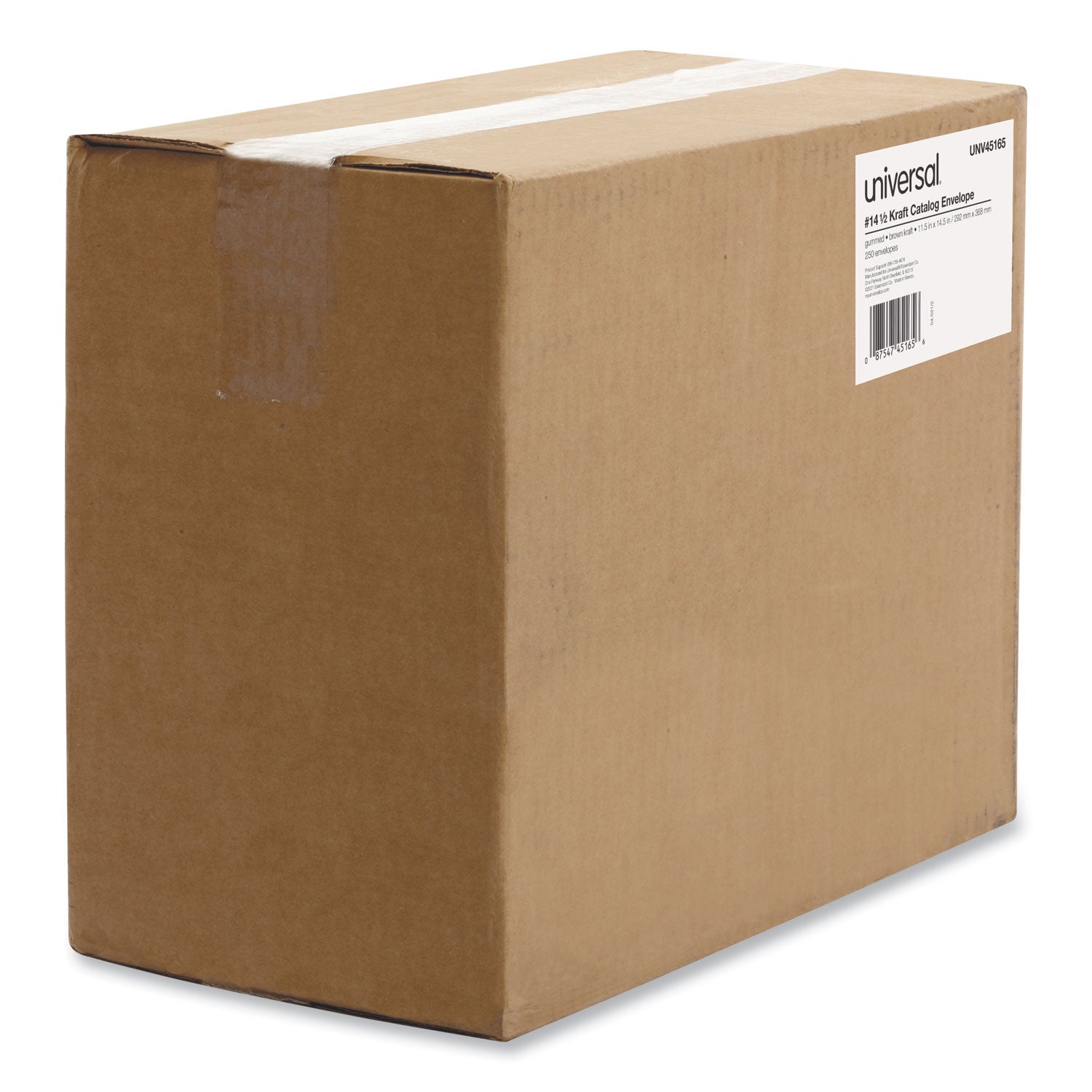 Catalog Envelope, 28 lb Bond Weight Kraft, #14 1/2, Square Flap, Gummed Closure, 11.5 x 14.5, Brown Kraft, 250/Box -