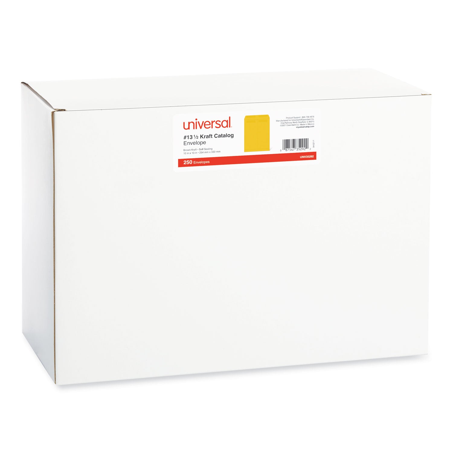 Self-Stick Open End Catalog Envelope, #13 1/2, Square Flap, Self-Adhesive Closure, 10 x 13, Brown Kraft, 250/Box -