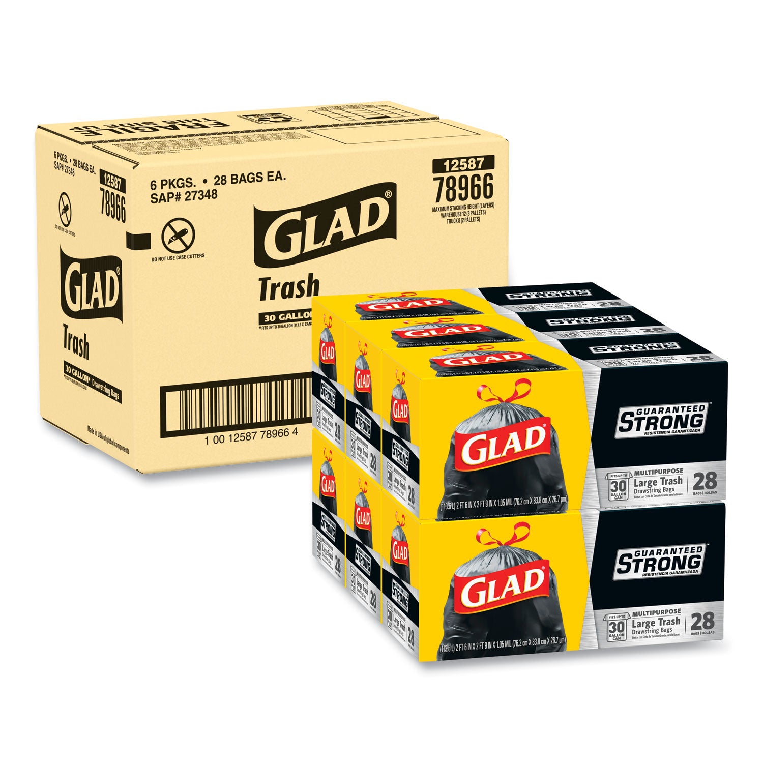drawstring-large-trash-bags-30-gal-105-mil-30-x-33-black-15-bags-box-6-boxes-carton_clo78966 - 1