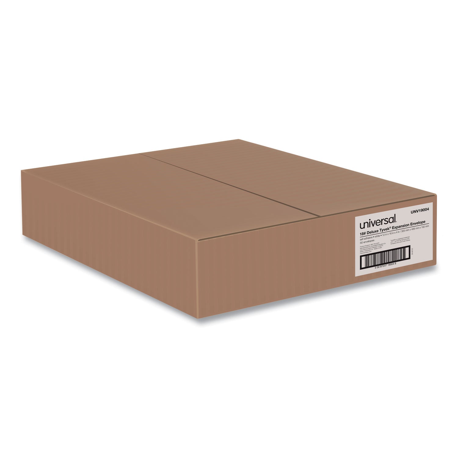 Deluxe Tyvek Expansion Envelopes, Open-Side, 4" Capacity, #15 1/2, Square Flap, Self-Adhesive Closure, 12 x 16, White, 50/CT -