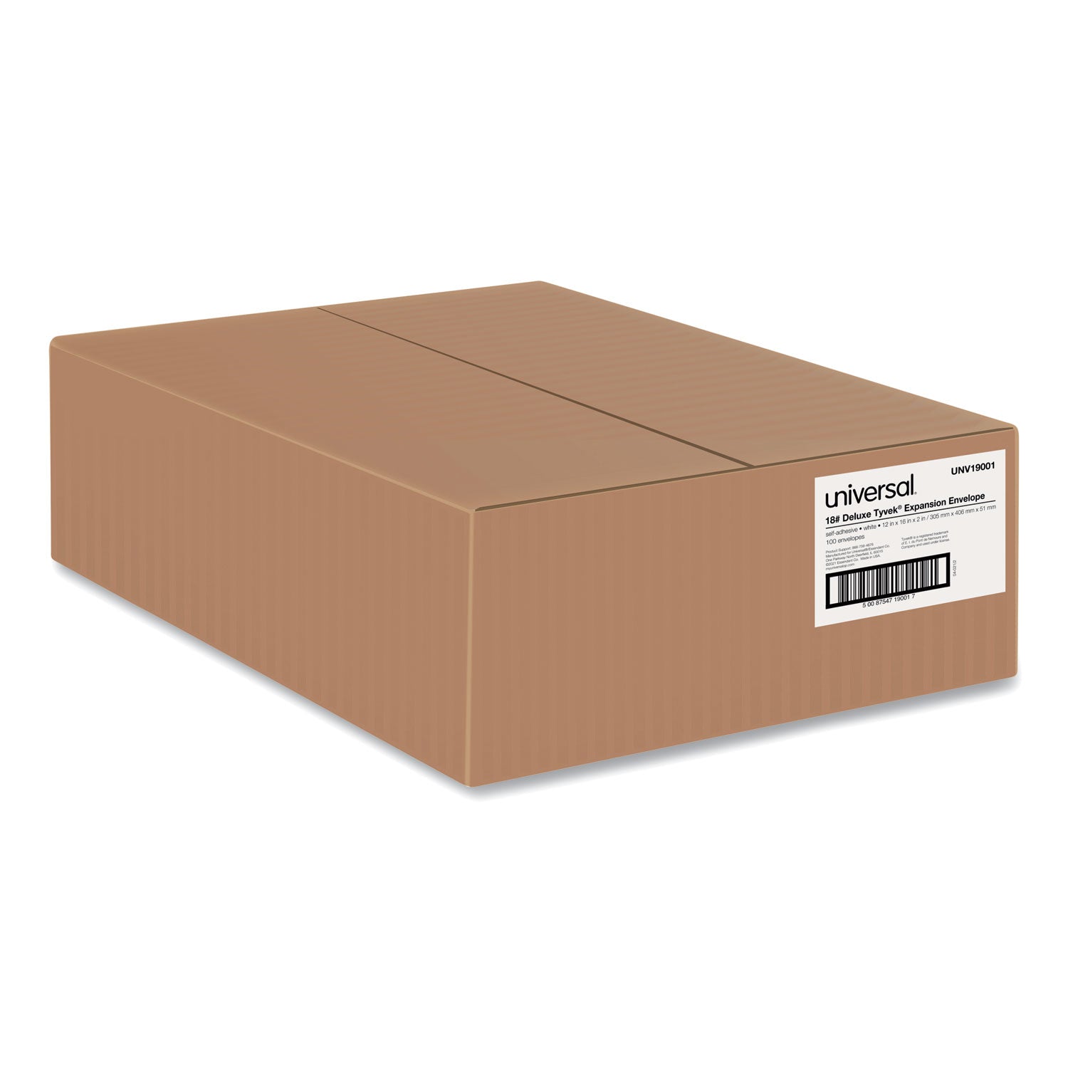 Deluxe Tyvek Expansion Envelopes, Open-End, 2" Capacity, #15 1/2, Square Flap, Self-Adhesive Closure, 12 x 16, White, 100/Box -