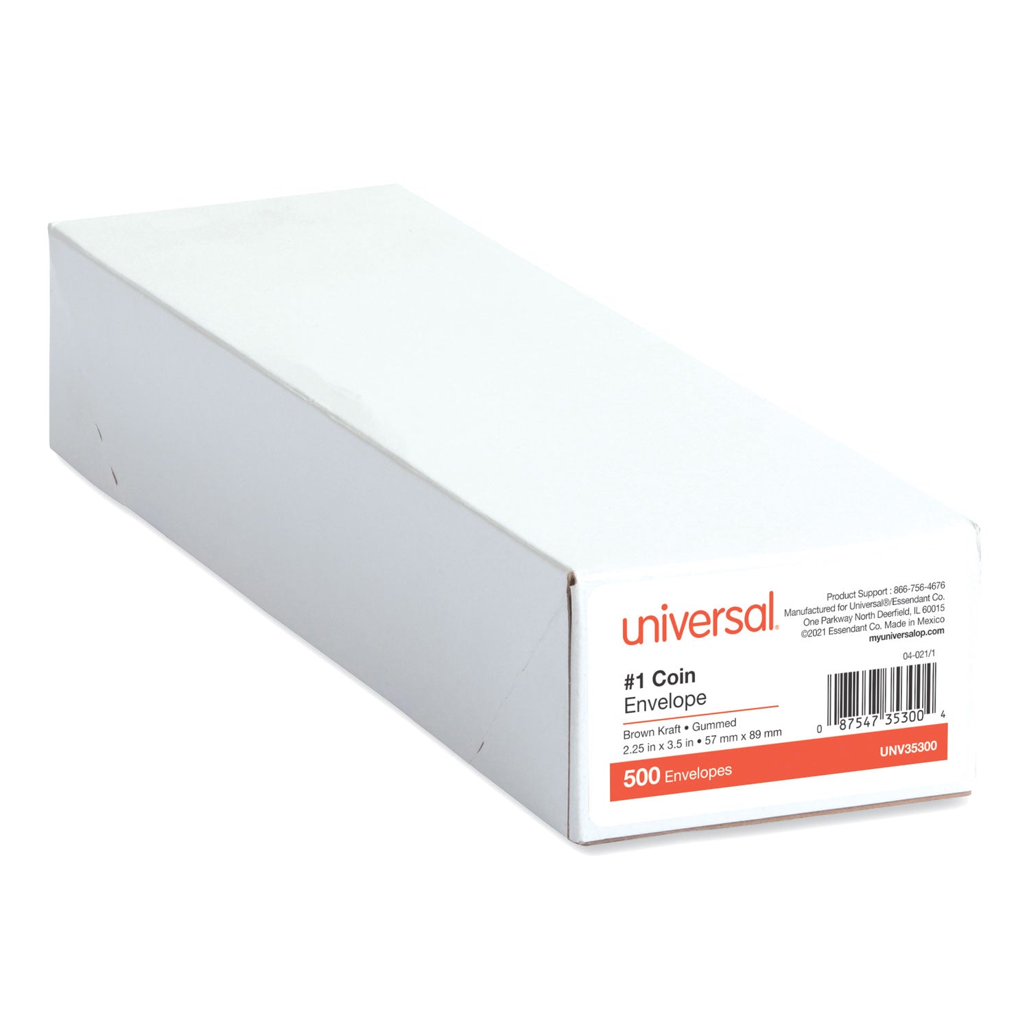 Kraft Coin Envelope, #1, Round Flap, Gummed Closure, 2.25 x 3.5, Light Brown Kraft, 500/Box -