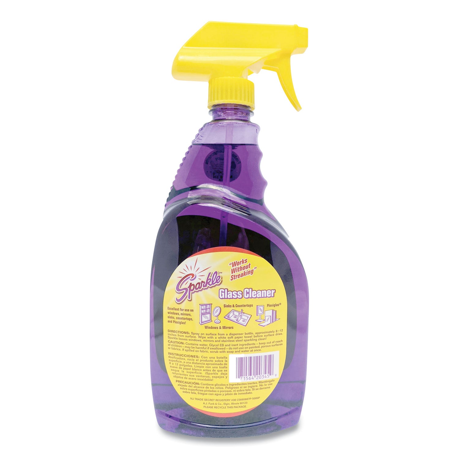 Glass Cleaner, 33.8 oz Spray Bottle -