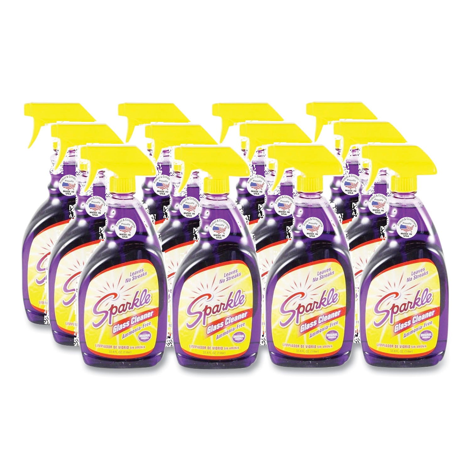 Glass Cleaner, 33.8 oz Spray Bottle, 12/Carton -