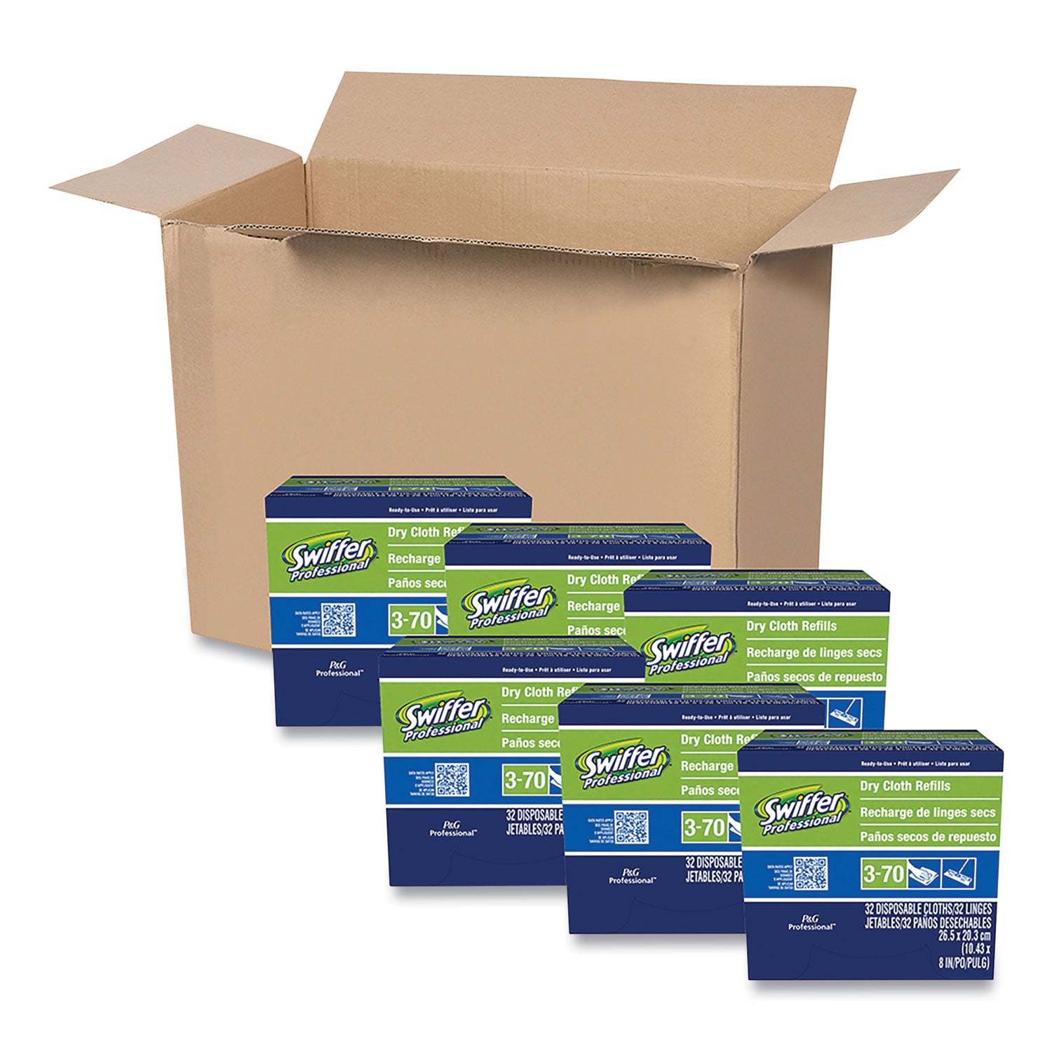 Dry Refill Cloths, White, 10.63 x 8, 32/Box, 6 Boxes/Carton -