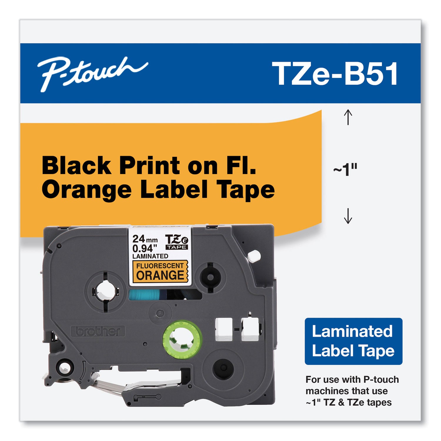 tz-standard-adhesive-laminated-labeling-tape-1-x-164-ft-black-on-fluorescent-orange_brttzeb51 - 2