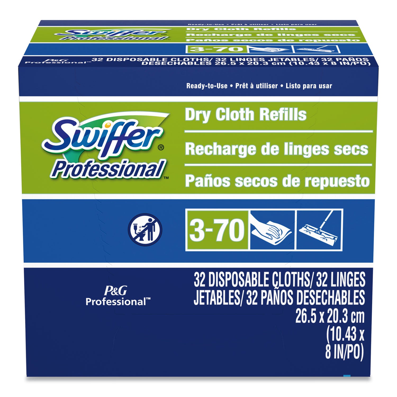 Dry Refill Cloths, White, 10.63 x 8, 32/Box, 6 Boxes/Carton -