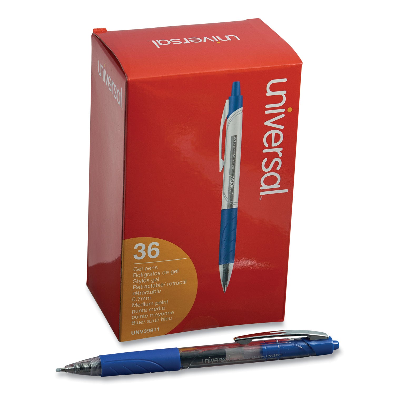 Comfort Grip Gel Pen, Retractable, Medium 0.7 mm, Blue Ink, Clear/Blue Barrel, 36/Pack - 2