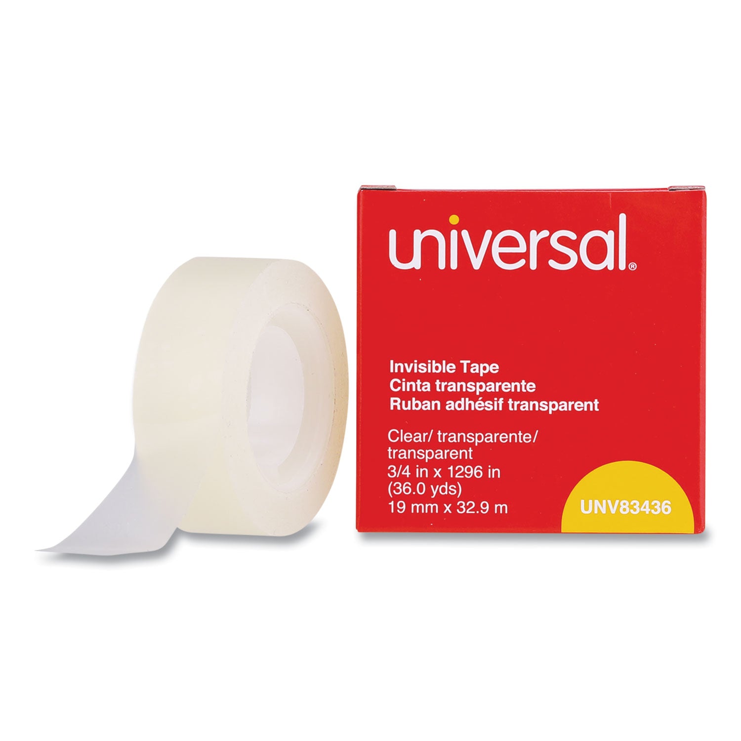 Invisible Tape, 1" Core, 0.75" x 36 yds, Clear -