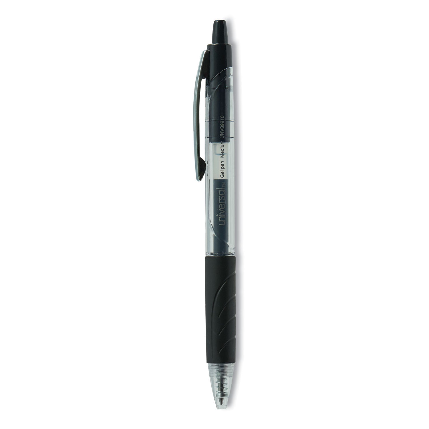 comfort-grip-gel-pen-retractable-medium-07-mm-black-ink-clear-black-barrel-36-pack_unv39910 - 1
