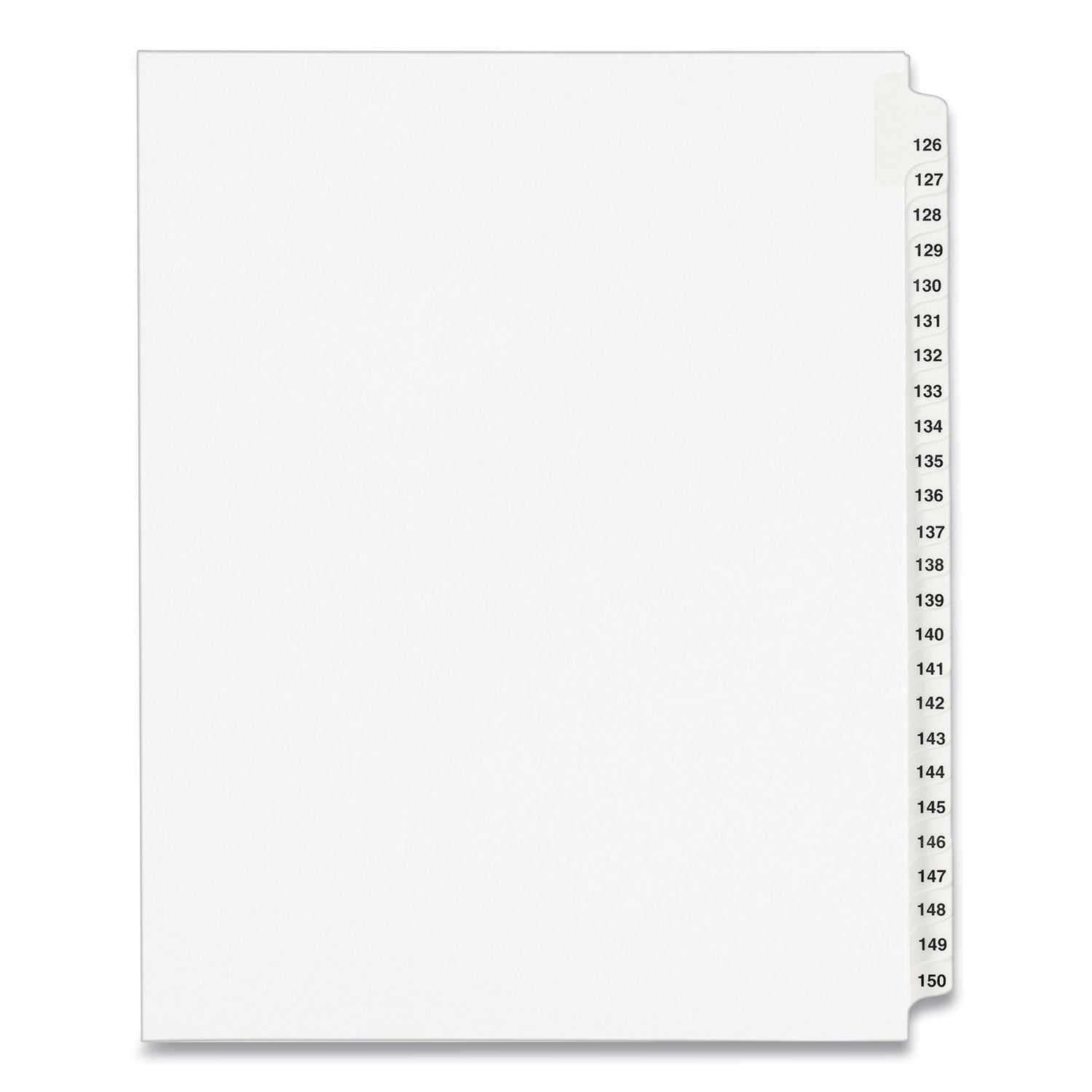 Preprinted Legal Exhibit Side Tab Index Dividers, Avery Style, 25-Tab, 126 to 150, 11 x 8.5, White, 1 Set, (1335) -
