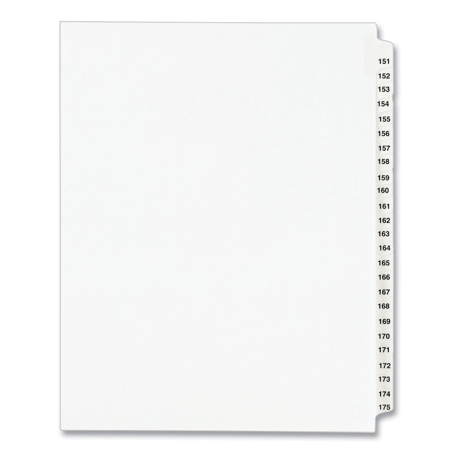 Preprinted Legal Exhibit Side Tab Index Dividers, Avery Style, 25-Tab, 151 to 175, 11 x 8.5, White, 1 Set, (1336) -