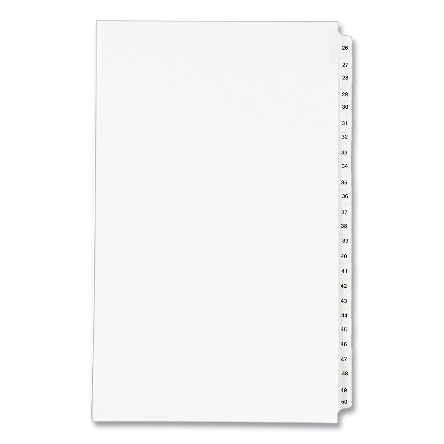 Preprinted Legal Exhibit Side Tab Index Dividers, Avery Style, 25-Tab, 26 to 50, 14 x 8.5, White, 1 Set, (1431) -